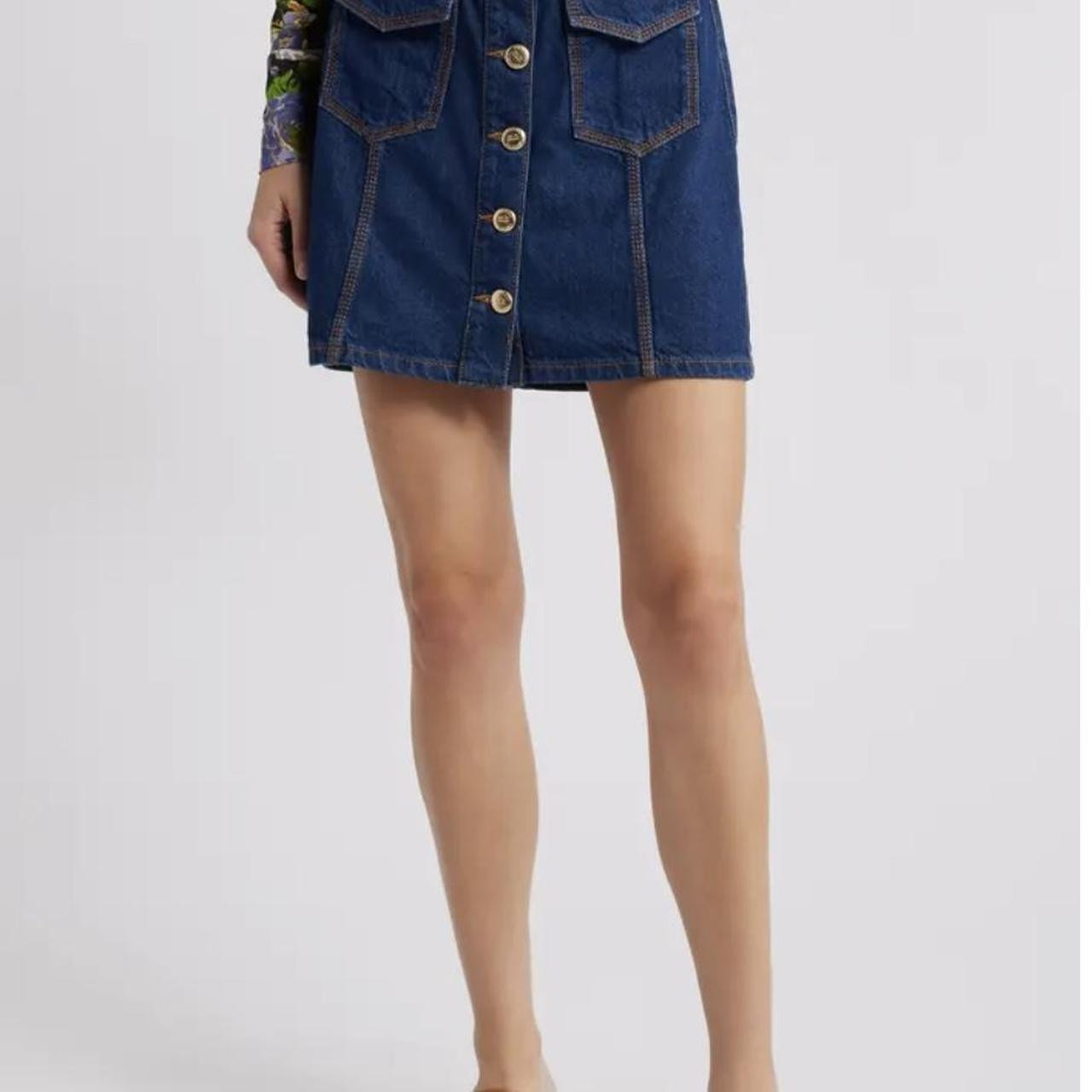 Farm Rio Women's Skirt - Navy/Blue - 27 | Depop US
