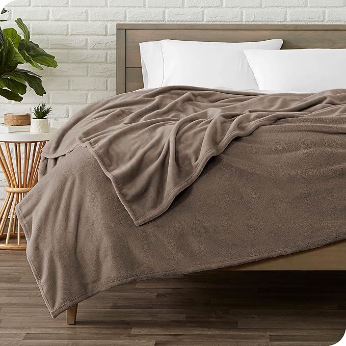 Microplush Fleece Blanket - Twin/Twin Extra Long Blanket - Taupe - Lightweight Soft Blanket for B... | Amazon (US)