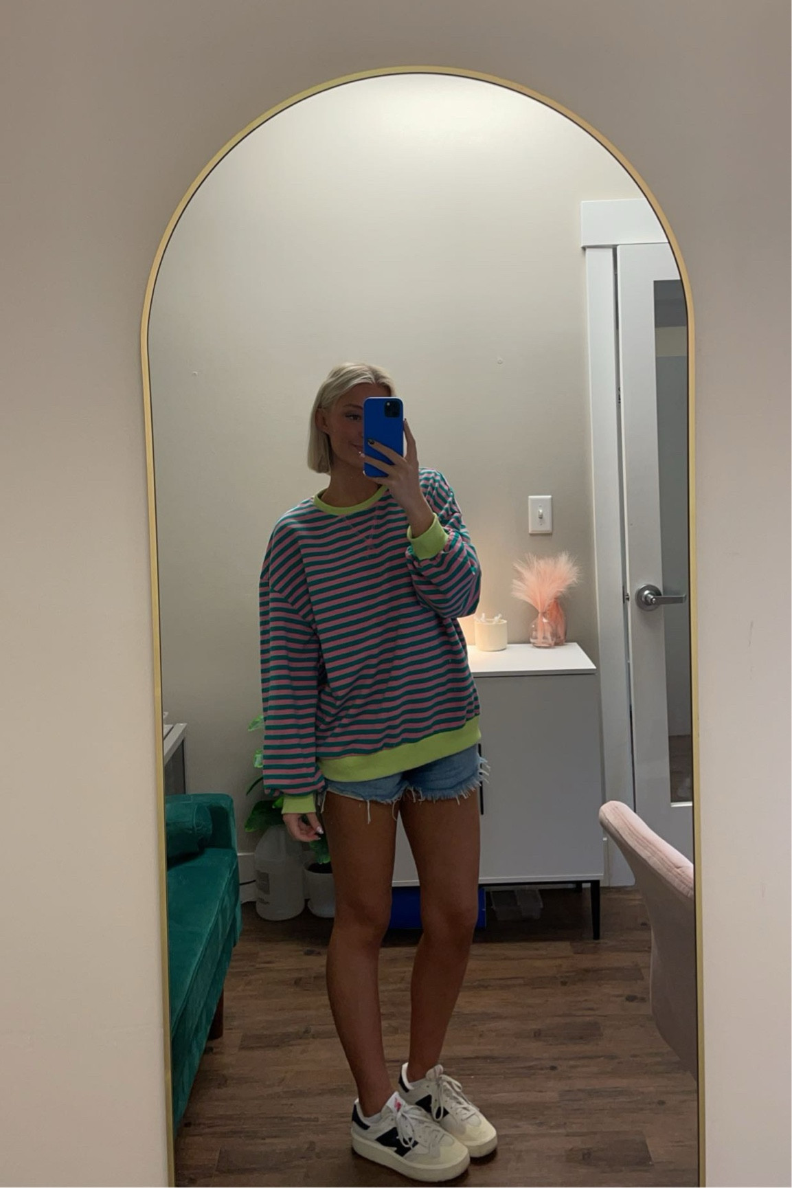 warm fall night outfit inspo! Wearing small top, size 2 denim shorts, size 7.5 shoes! 

Fall outfit, free people outfit, free people dupe, new balance shoes, short hair.

#LTKStyleTip #LTKFindsUnder50 #LTKSeasonal