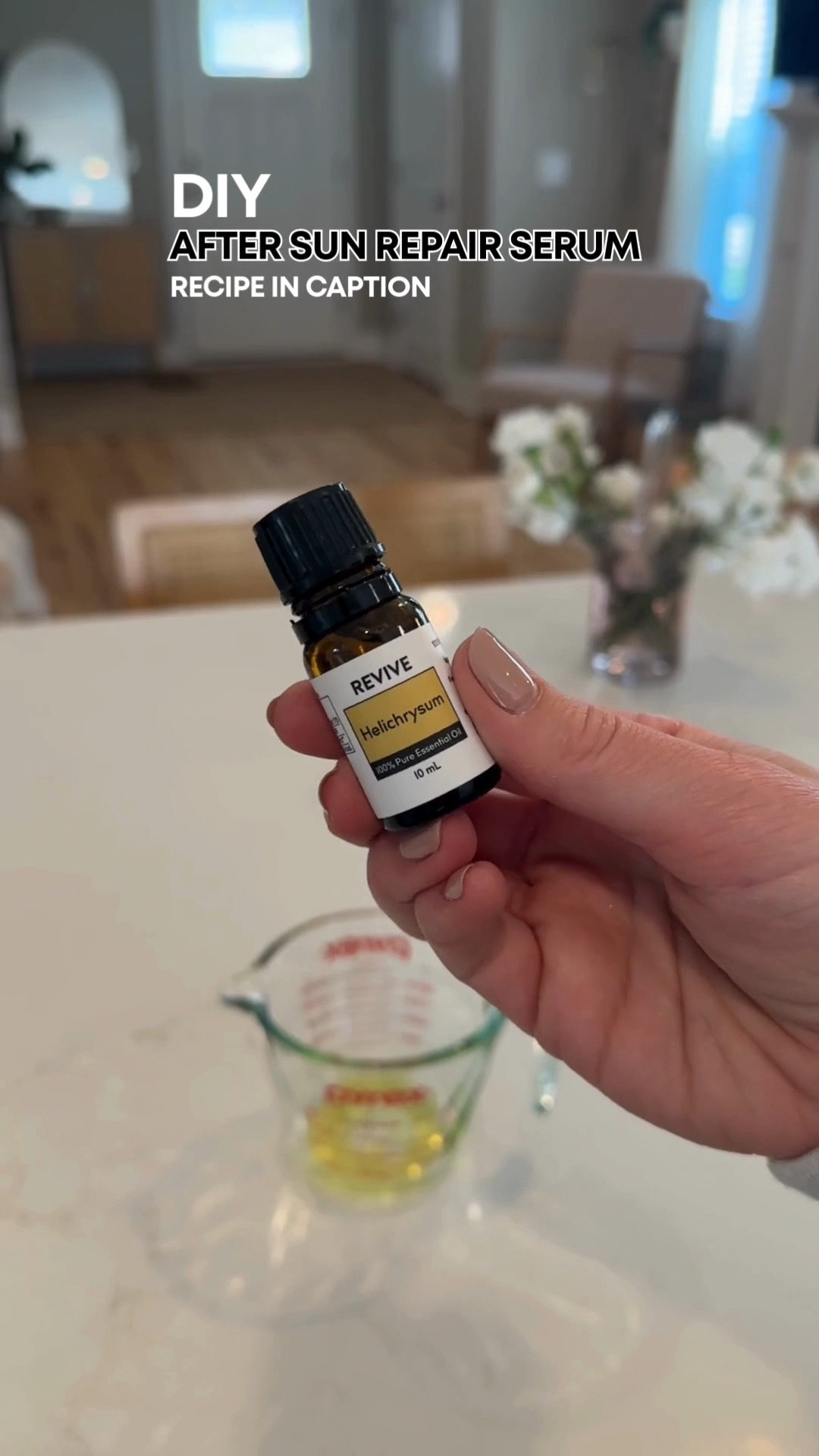 ☀ Sunkissed Skin Repair Serum ☀️
A cooling, healing serum for face + body after sun exposure.

Ingredients:
• 1 tbsp Aloe vera gel (liquid or inner leaf juice)
• 2 tbsp Jojoba or fractionated coconut oil (helps with blending & skin absorption)
• 2 drops Frankincense essential oil (regenerating, anti-inflammatory)
• 2 drops Chamomile (Roman or German) (soothing, calming)
• 2 drops Helichrysum (healing, reduces redness + irritation)

Instructions:
1. Mix aloe vera and carrier oil in a small bowl until fully blended.
2. Add essential oils and stir gently.
3. Use a funnel to pour into (20ml bottle) dropper bottle.
4. Shake before each use and apply to clean skin.

Your skin’s post-sun BFF is here.

#AfterSunCare #SoothingSerum #EssentialOilSkincare