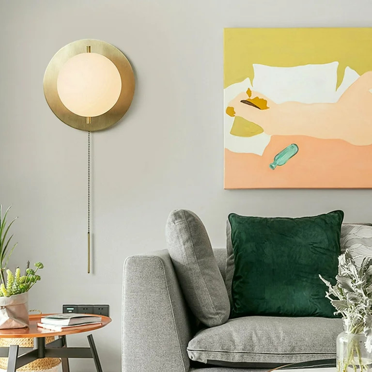 Ethedeal Modern Light Globe Glass LED Wall Sconce Household Fixtures W/Pull Chain Max 30W | Walmart (US)