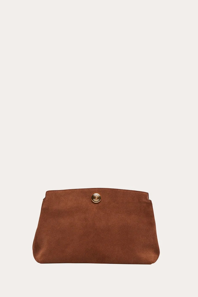Pushlock Pouch Saddle Brown Suede | LITTLE LIFFNER