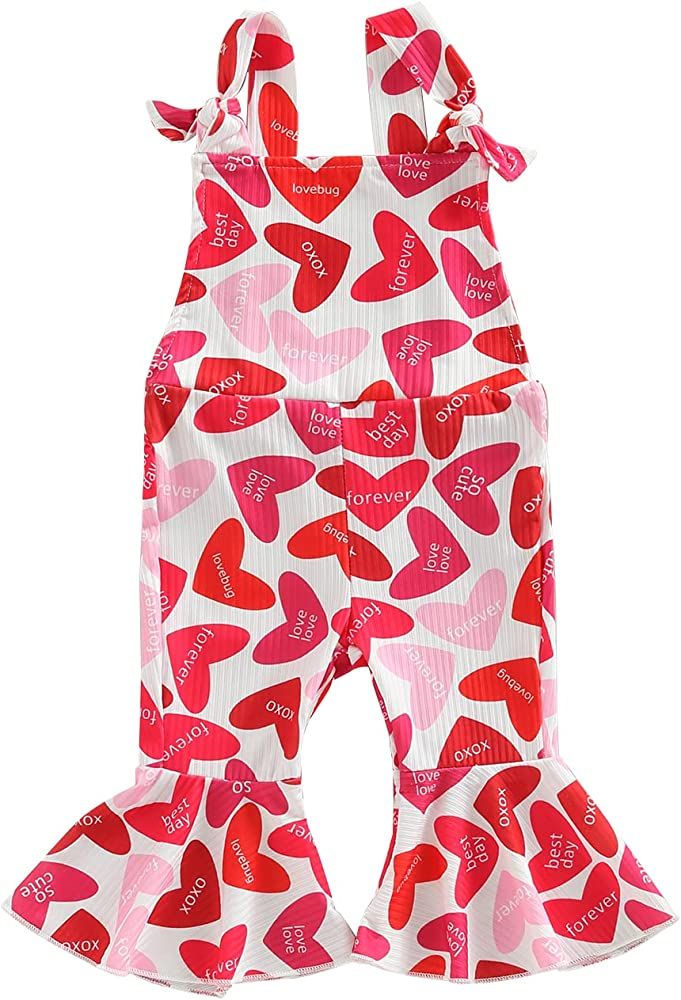 Emmababy Toddler Girl Bell Bottom Romper Baby Floral Print One Piece Ribbed Cotton Jumpsuit Flare... | Amazon (US)