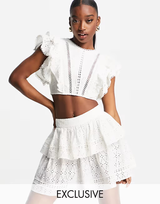 ASYOU broderie open back co-ord top in white | ASOS (Global)