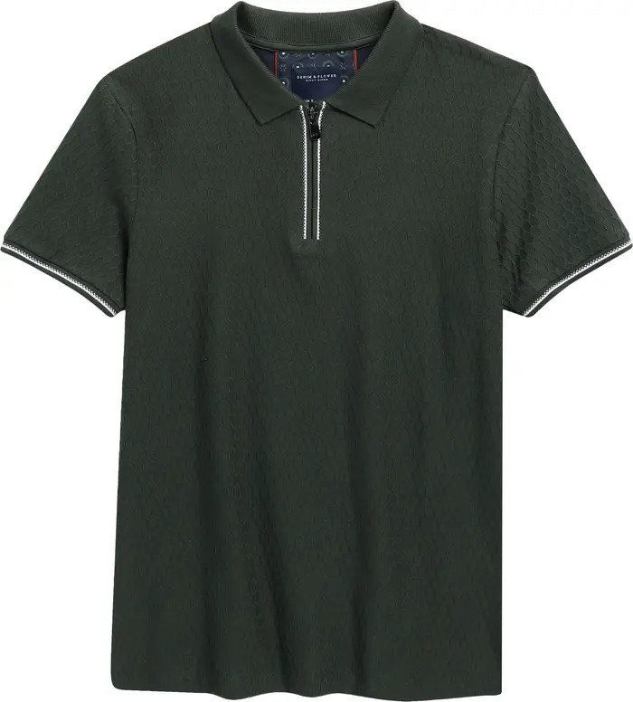 DENIM AND FLOWER Kids' Geometric Quarter Zip Polo | Nordstromrack | Nordstrom Rack