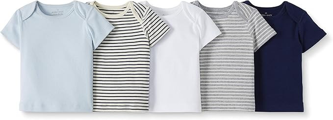 Moon and Back by Hanna Andersson Baby Boys and Girls 5-Pack Organic Cotton Lap Neck Crew Tee | Amazon (US)