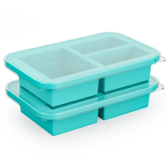 TINANA Silicone Ice Cube Freezing Tray With Lid, 1 & 2 Cups Silicon Food Storage Containers For S... | Walmart (US)