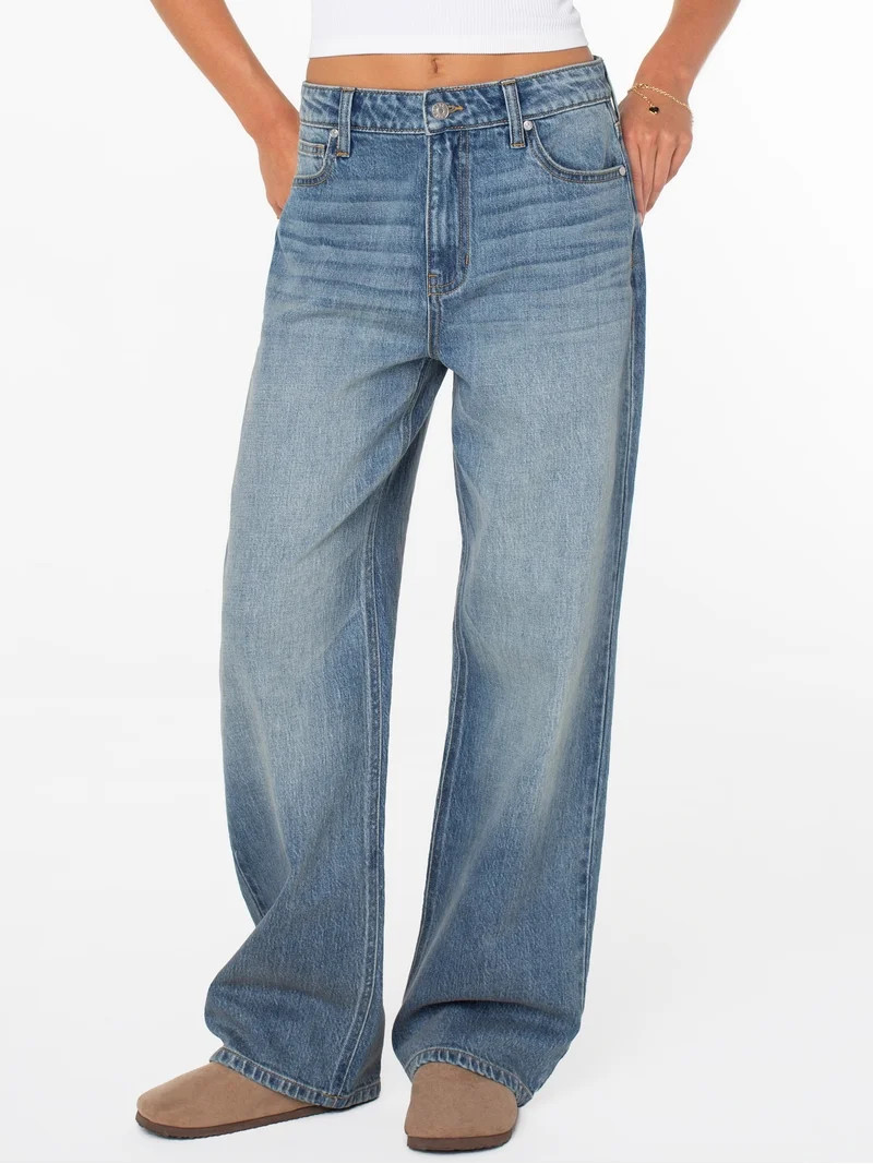 Celebrity Pink Women's and Women's Plus Slouchy Wide Leg Jean, Available in 30", 32", and 34" ins... | Walmart (US)