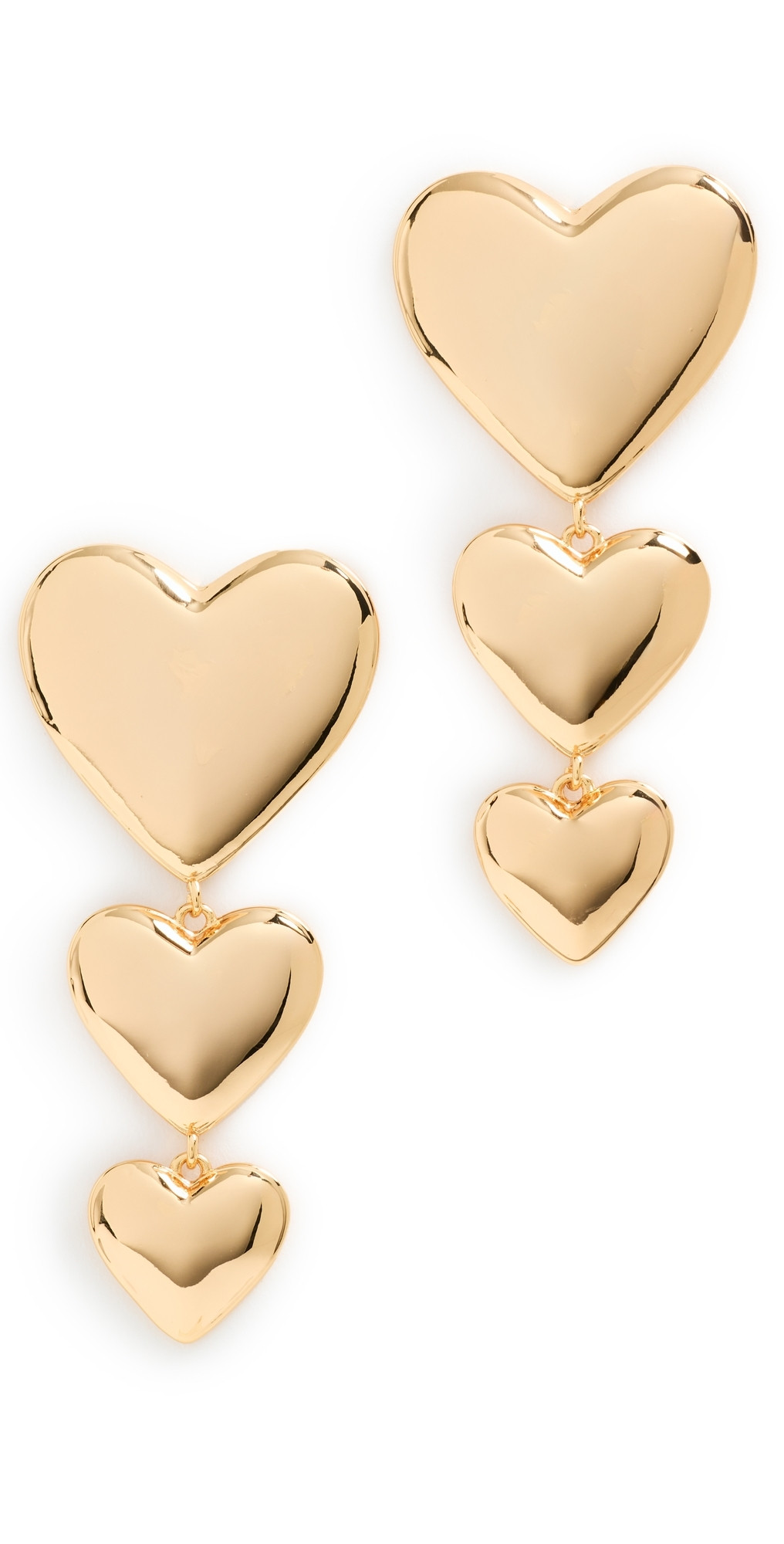 By Adina Eden Triple Graduated Heart Drop Stud Earrings Gold One Size | Shopbop