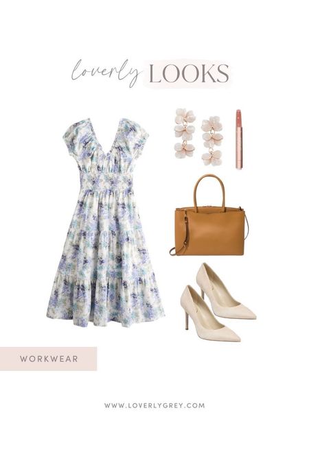 Pretty tiered blue floral dress perfect for a spring workwear look! 

#LTKSeasonal #LTKFind #LTKstyletip