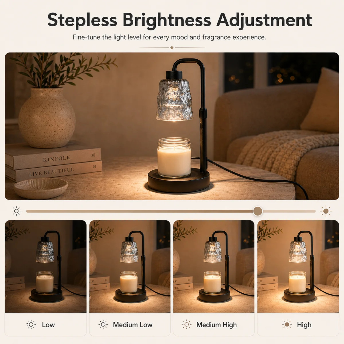 Matte Black Candle Warmer Lamp with Timer, Height Adjustable Dimmable Modern Wax Melts Warmer for... | Wayfair North America