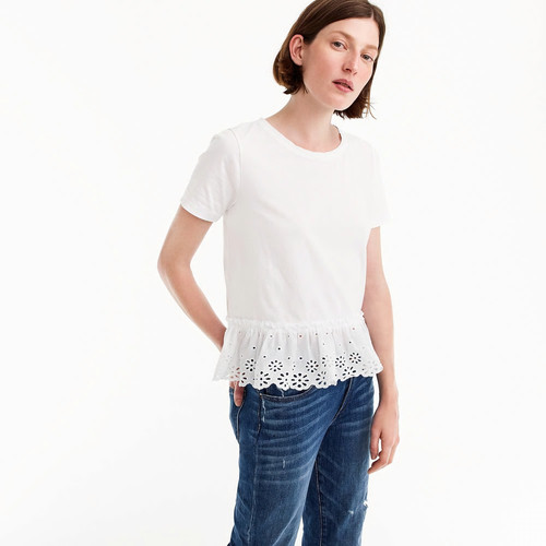 NWT J. Crew Women's Size Medium M White Eyelet-Hem T-Shirt SP' 2018 H3810 $65  | eBay | eBay US