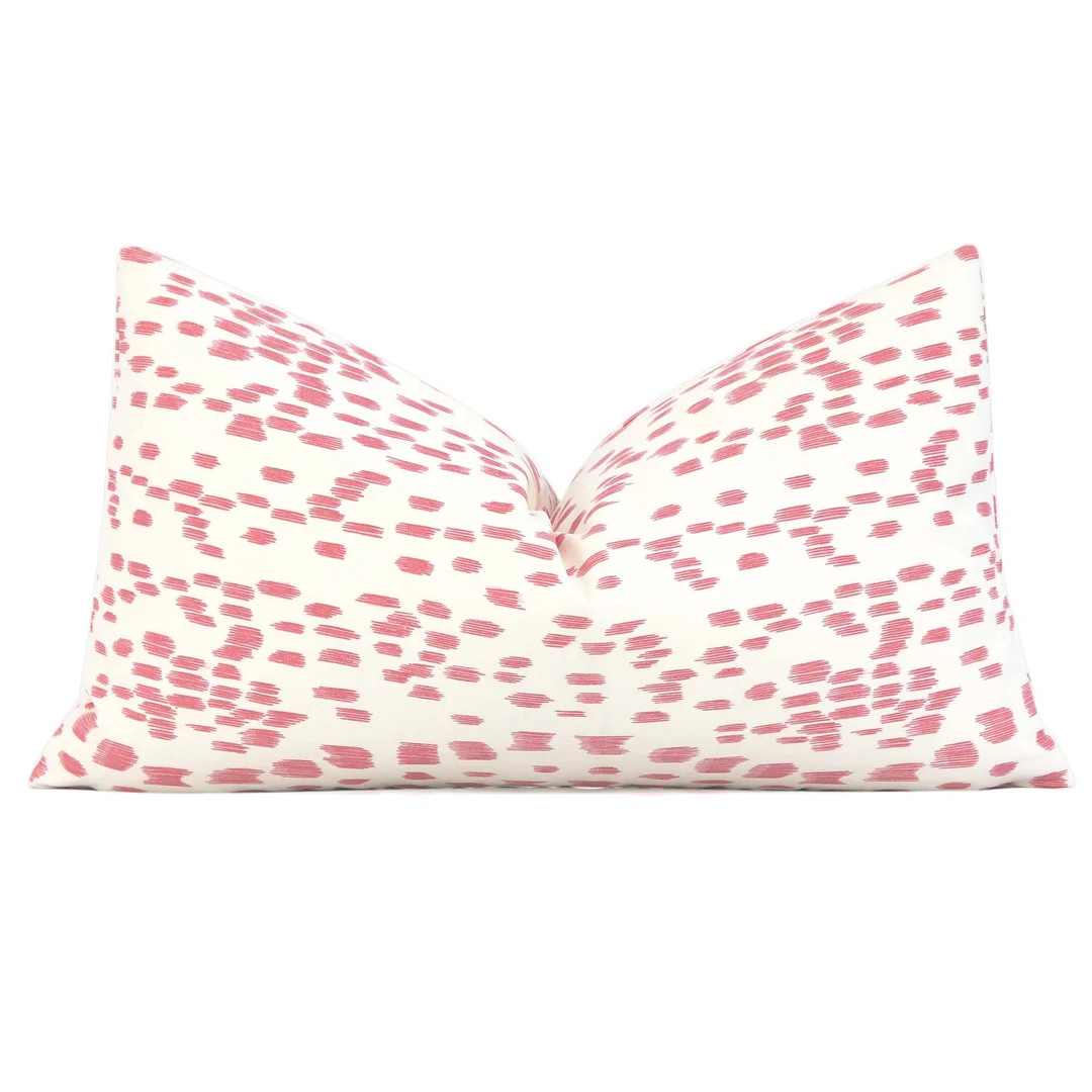 SALE Petal Pink Off-white Brunschwig Fils Throw Pillow Cover, 12x18" 12x22" Lumbar, Leopard Polka... | Etsy (US)