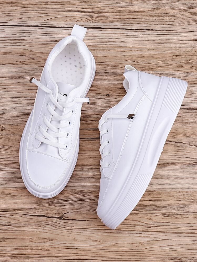 Minimalist Lace Up Front Flatform Sneakers | SHEIN
