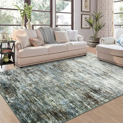 Washable Living Room Rug 8 x 10 Large Modern Abstract Area Rug with Non-Slip Backing, Contemporary Stain-Resistant Low Pile Rug | Target