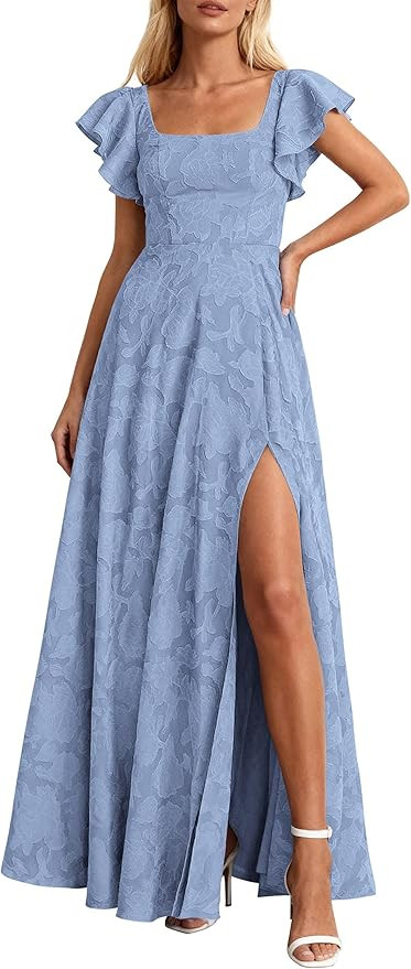 KIRUNDO Cocktail Dresses for Women Elegant Wedding Guest Summer Formal Maxi Lace Floral Slit Prom... | Amazon (US)