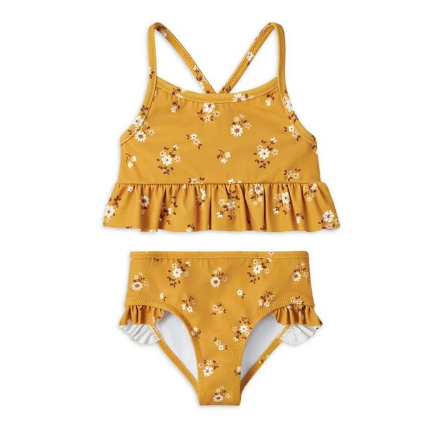 Modern Moments by Gerber Baby and Toddler Girls Ruffle Bikini with UPF 50+, 2-Piece, Sizes 12M-5T | Walmart (US)