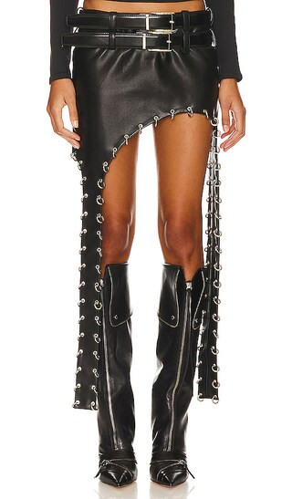 Petal Faux Leather Skirt in Black | Revolve Clothing (Global)