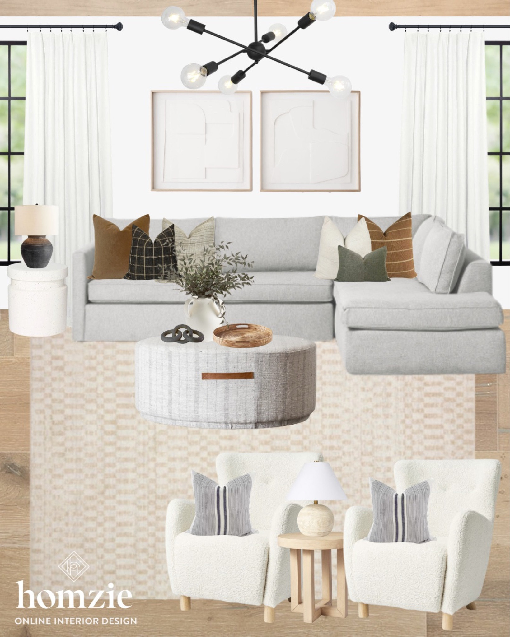 I love adding bold and fun patterned throw pillows to a neutral living room! Love the mix of textures from the Sherpa chairs too

#LTKFind #LTKhome #LTKSeasonal