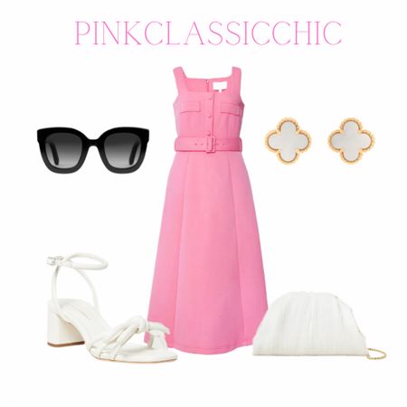 Pink dress, wedding guest dress, white heels, loeffle Randall, van cleef & arpels, sunglasses, white clutch bag 

#LTKFind #LTKparties #LTKstyletip