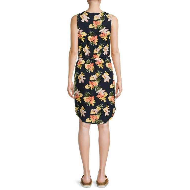 Time and Tru Women's Short Sleeve Knit V-Neck Dress | Walmart (US)