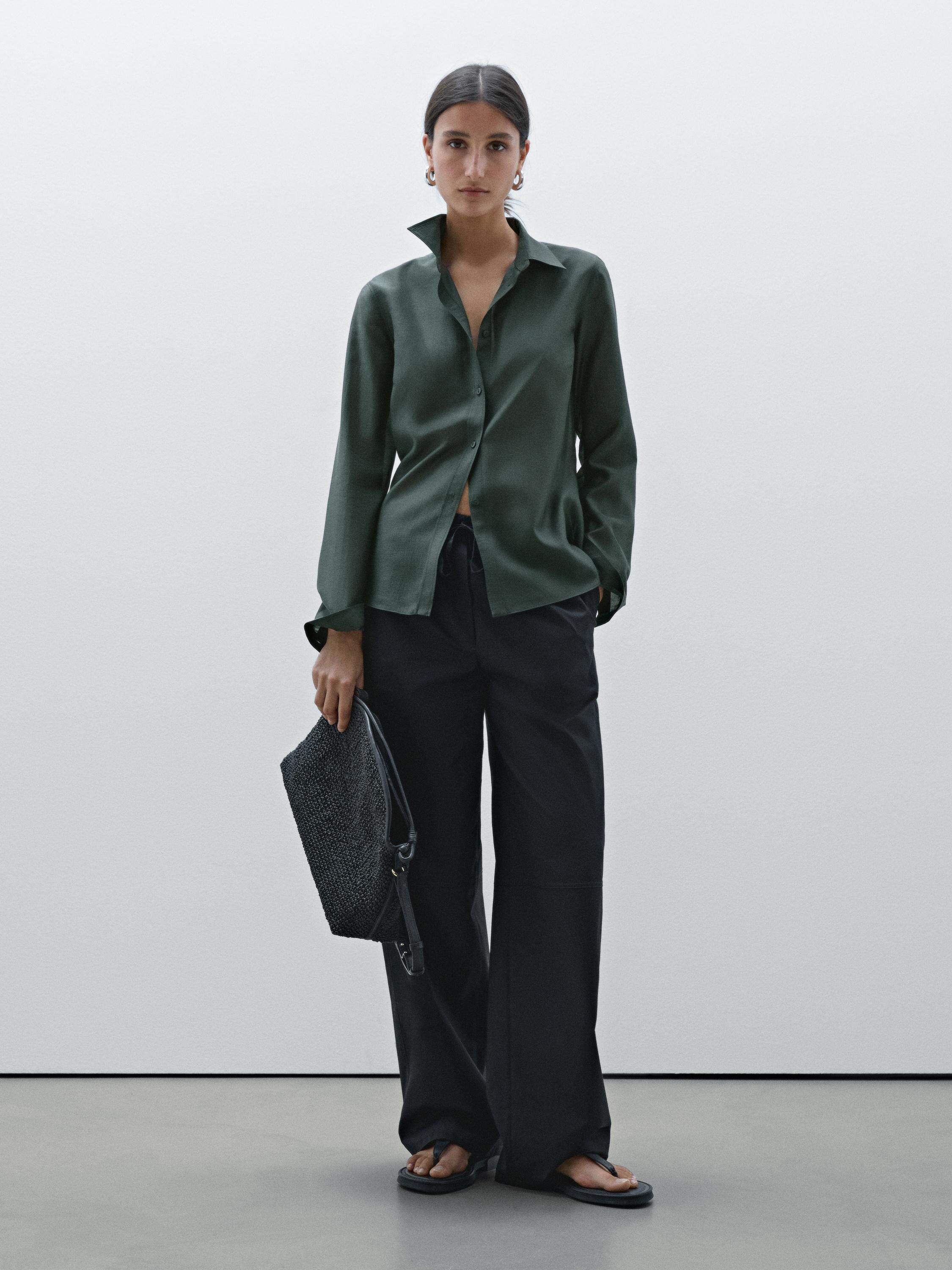 Flowing semi-sheer shirt | Massimo Dutti UK