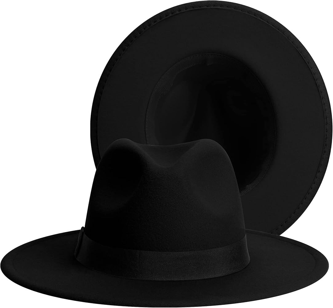 SAJUZEN Womens & Mens Fedora Hats, Wide Brim Fedora Hats for Women Men | Amazon (US)
