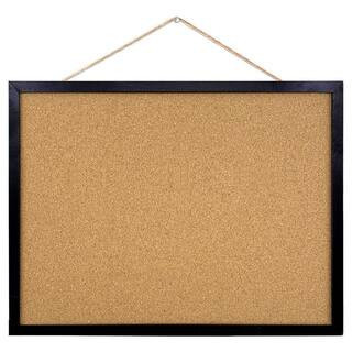 14.6 x 11 Rectangular Black Cork Board Oak Wood Finish Frame Wall Mounted for Office Home School | The Home Depot