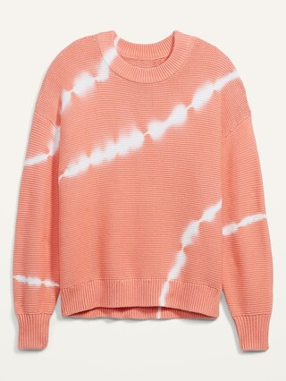 Tie-Dye Stripe Textured Crew-Neck Sweater for Women | Old Navy (US)