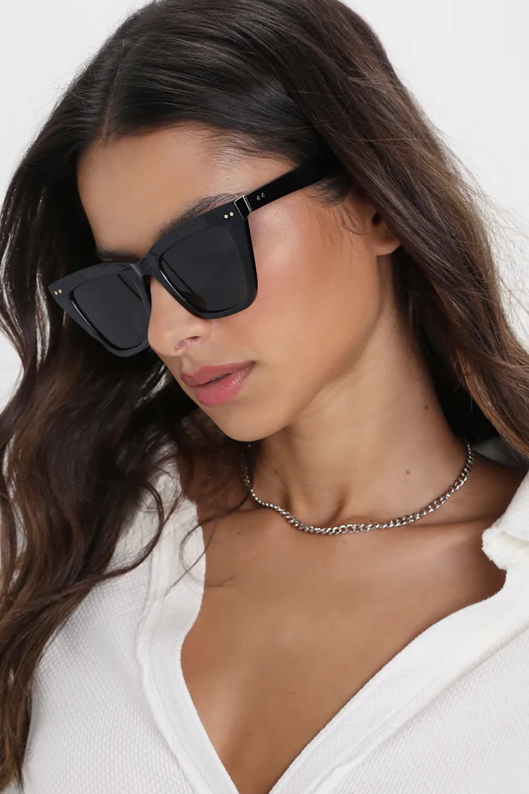 Bold Bestie Black Oversized Cat-Eye Sunglasses | Lulus (US)