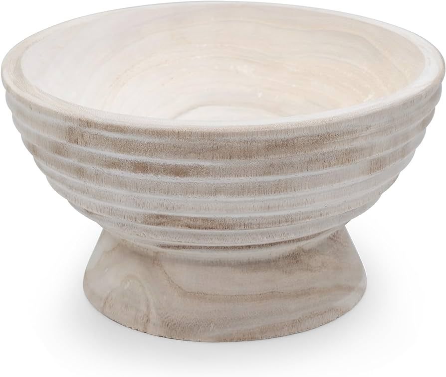 Wooden Fruit Bowl Pedestal Bowl for Table Centerpiece Kitchen Counter. Decorative Wood Bowls for ... | Amazon (US)