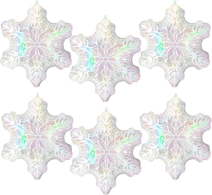 6pcs 24'' Snowflake Foil Balloons for Winter Party, Clear Iridescent     iridescent snowflake myl... | Amazon (US)