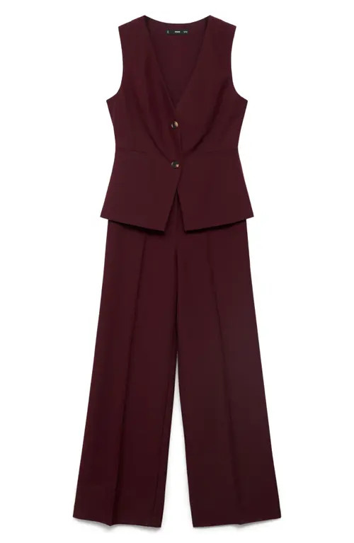 MANGO Sleeveless Wide Leg Jumpsuit in Burgundy at Nordstrom, Size Small | Nordstrom