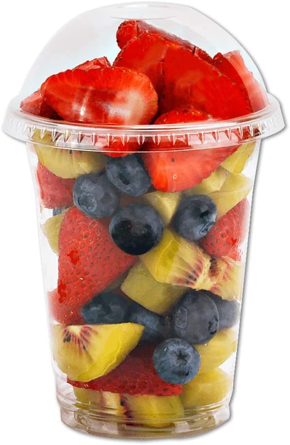 12 oz Clear Plastic Cups with Dome Lids No Hole - (30 Sets) PET Disposable Dessert Cup, Parfait c... | Amazon (US)