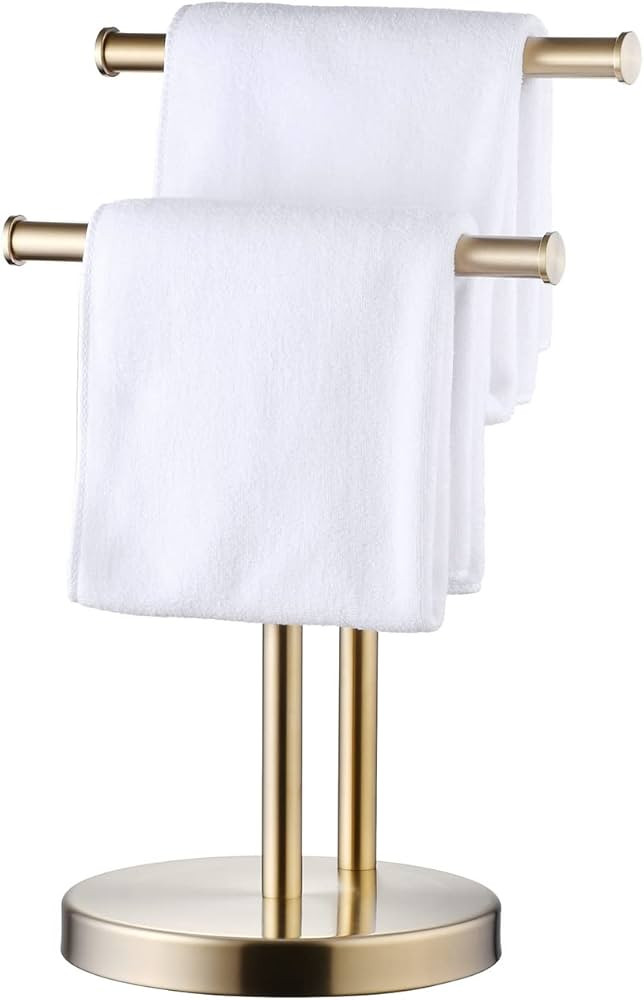 SHUNLI Hand Towel Holder Stand, Double T-Shape Hand Towel Stand Rack for Bathroom Countertop, SUS... | Amazon (US)