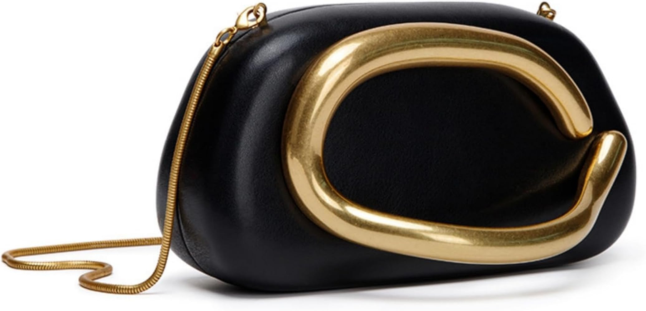 Women PU Leather Metal Handle Handbag, Trendy Hand-held Clutch, Compact Stone Purse for Evening &... | Amazon (US)