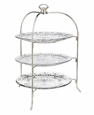 Dublin Crystal Round Three-Tier Serving Stand | Macy's