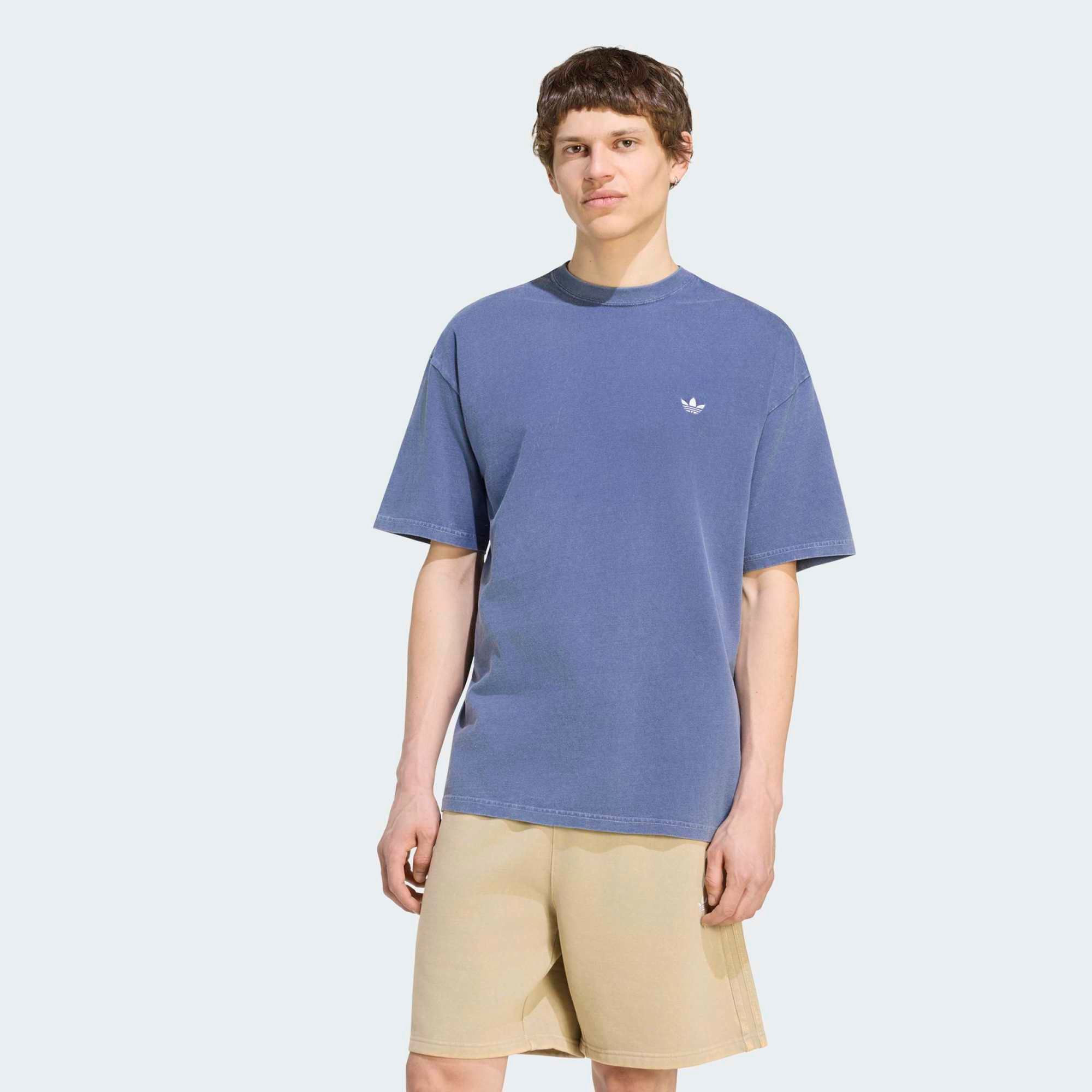 adidas Originals Men's Trefoil Essentials Washed Loose Dropped Shoulder T-Shirt, XS, Khaki Three | DICK'S Sporting Goods