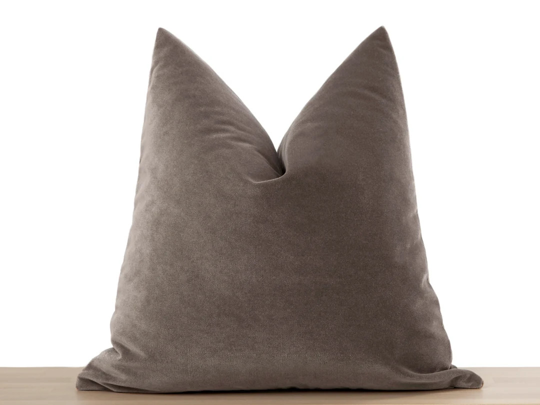 Taupe Velvet Pillow Cover Taupe Euro Sham Cover Boho Solid Throw Pillow Velvet Soft Fabric All Si... | Etsy (US)