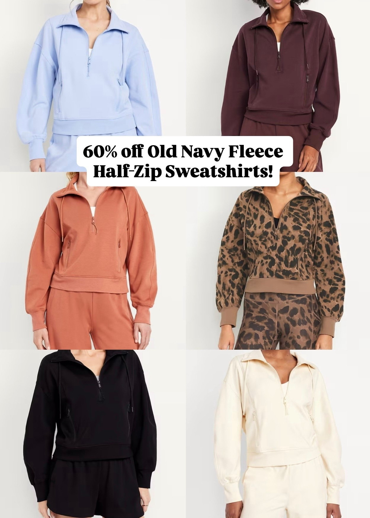 Old Navy Dynamic Half-Zip Sweatshirts 60% off!

#LTKFindsUnder50 #LTKSaleAlert #LTKActive