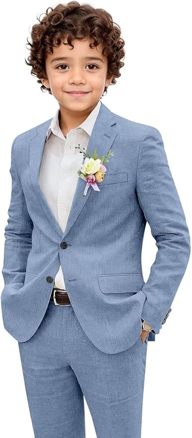 Boys Linen Suit 2 Piece Suits for Boys Lightweight Summer Beach Wedding Tuxedo Formal Ring Bearer... | Amazon (US)