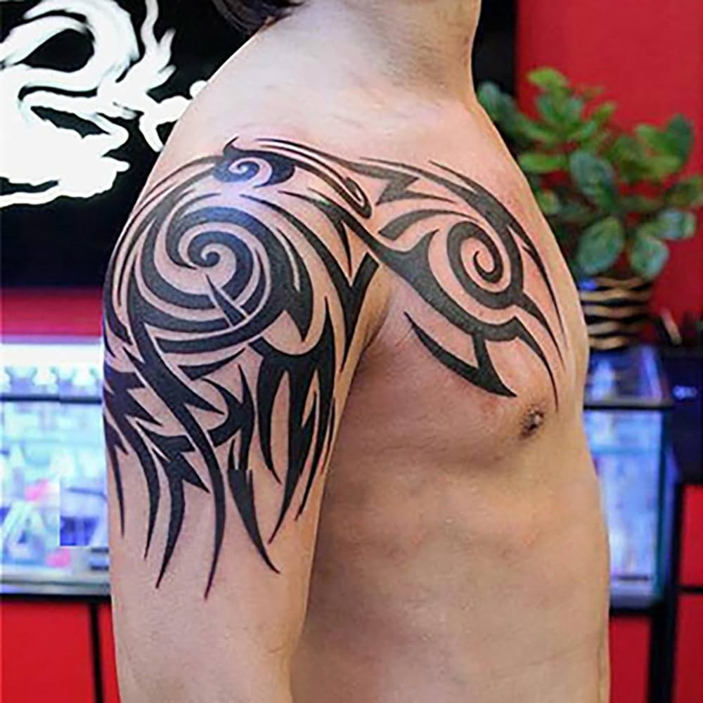 Large Tribal Temporary Tattoos, Big Totem Tattoo Stickers for Men Guys Waterproof Arm Fake Tattoo... | Amazon (US)