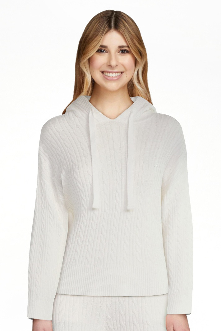 Free Assembly Women's Cozy Yarn Cable Knit Hoodie Sweater, Midweight, Size XS-XXL | Walmart (US)