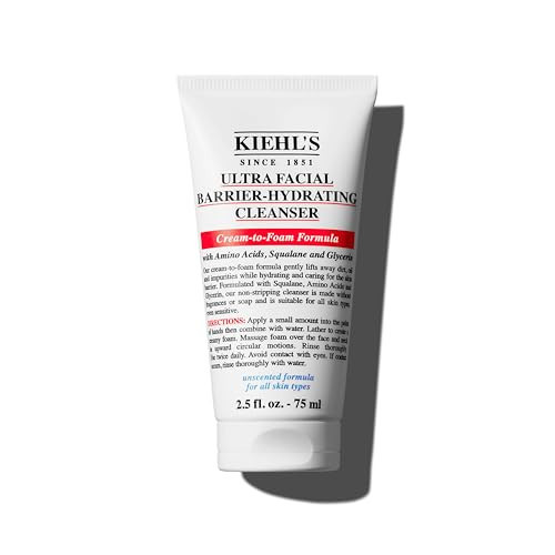 Kiehl's Ultra Facial Barrier-Hydrating Cleanser, Cream-To-Foam Non-Stripping Daily Face Wash For All Skin Types, Including Sensitive - 2.5 Fl Oz | Amazon (US)