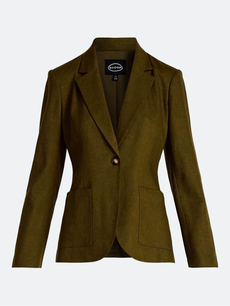 Scoop Women\u2019s and Women's Plus Linen Blend Blazer, Sizes XS-4X | Walmart (US)