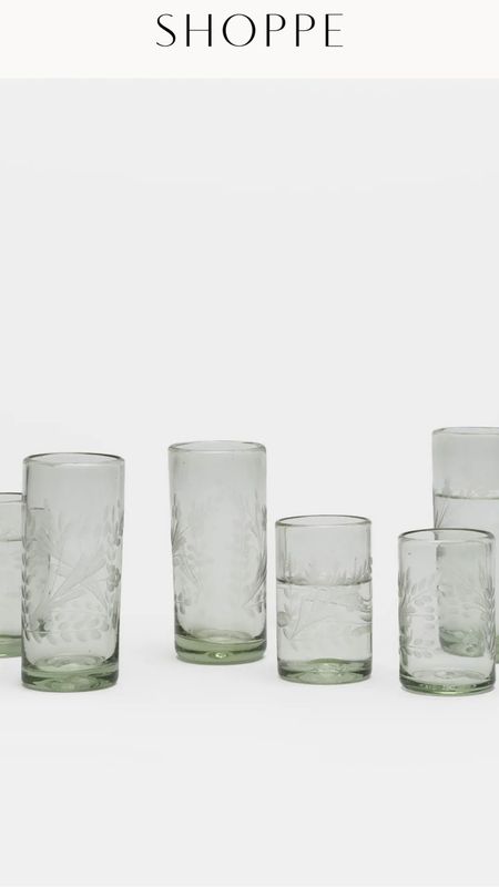 Etched glasses green glass 

#LTKhome