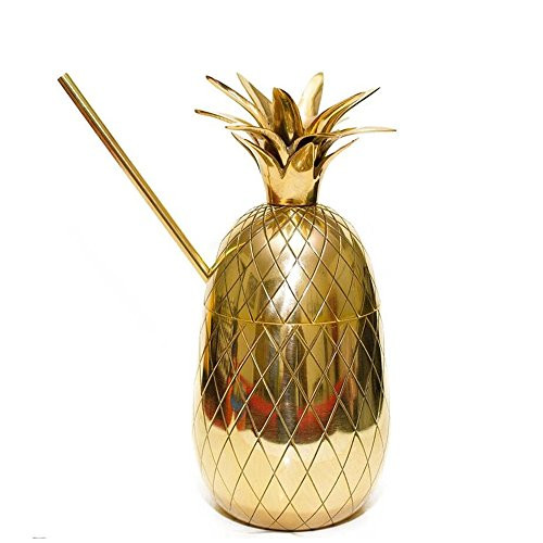 304 Stainless Pineapple Cup Tumbler Cocktail Glass Mug 500ml Wine Mixing Glass Drinking Cups with St | Amazon (US)