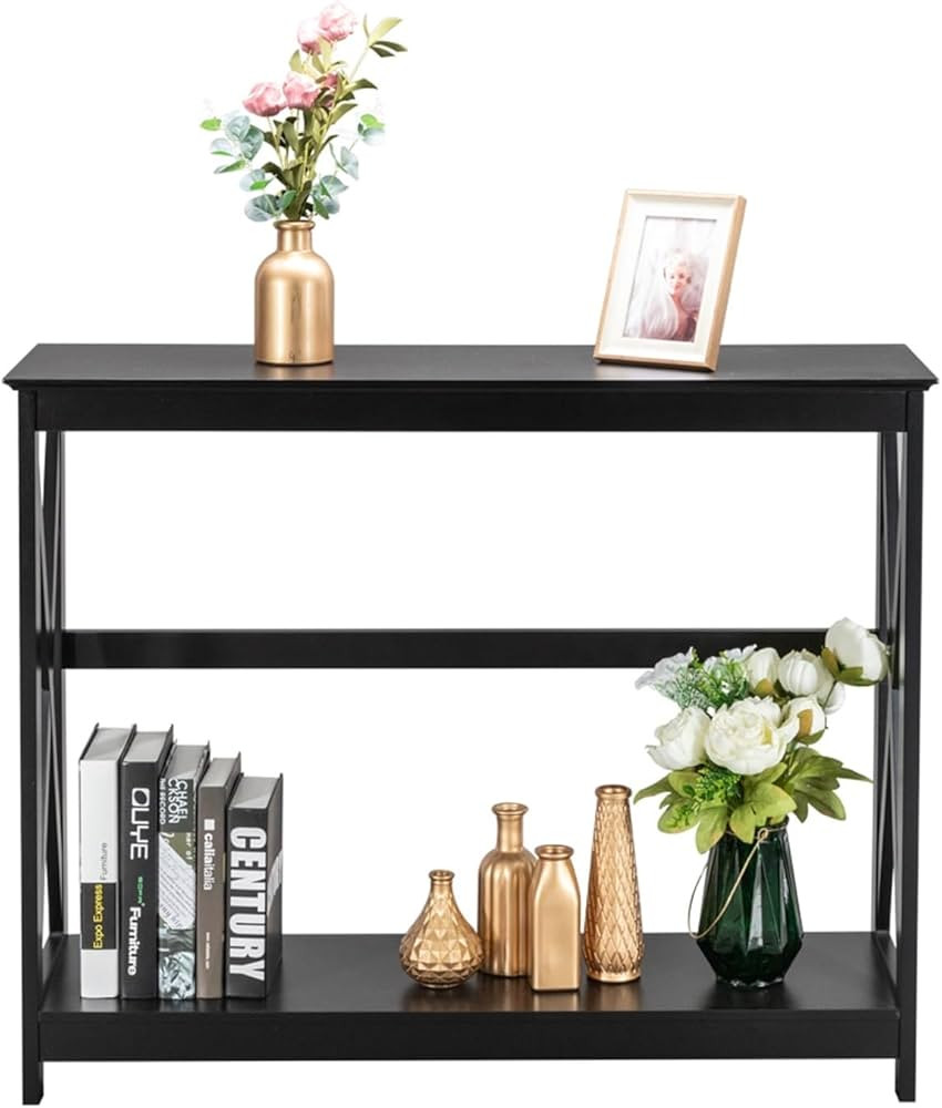 Side Cross Porch Table Black End Table Side Table Console Table 106x30x80cm,White | Amazon (US)