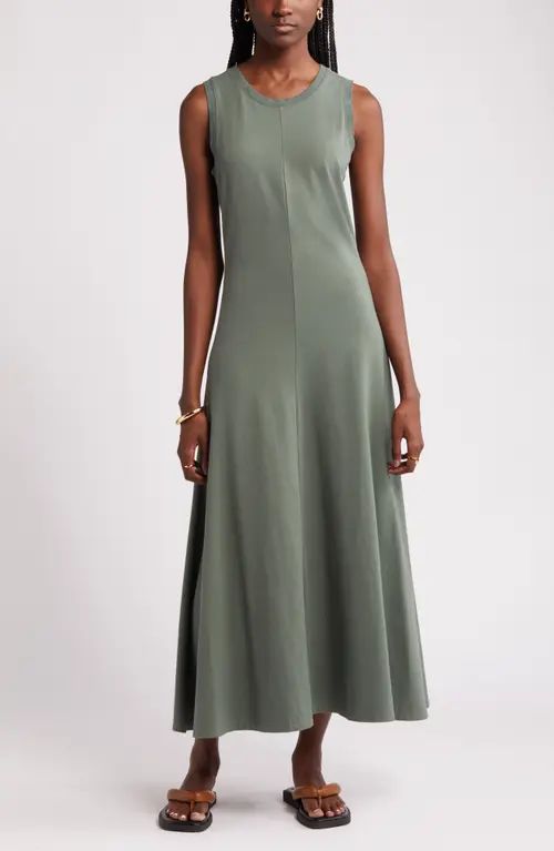 Nordstrom Sleeveless Cotton Blend Dress in Green Duck at Nordstrom, Size X-Small | Nordstrom