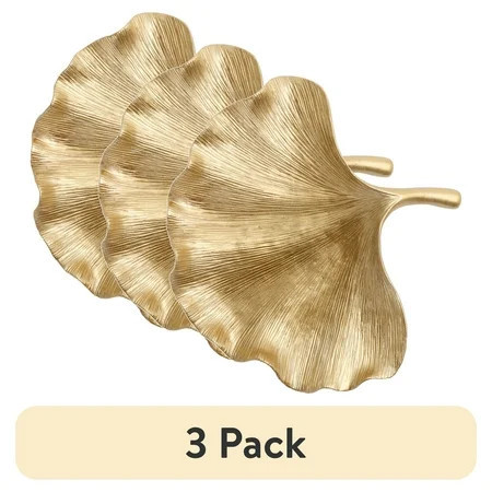(3 pack) Home Decor Collection Sterling & Noble Home Leaf Shaped Gold Indoor Tabletop Trinket Tray | Walmart (US)